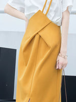 Calf Length Long one shoulder yellow skirt