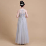 Long flower girl dress gray white blue burgundy customized color