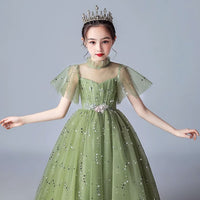 Sparkly green party wear dress for girl