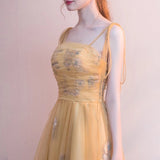 Yellow prom dress short tulle