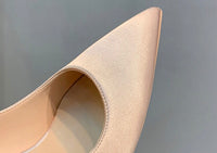 Satin surface high heels shoes