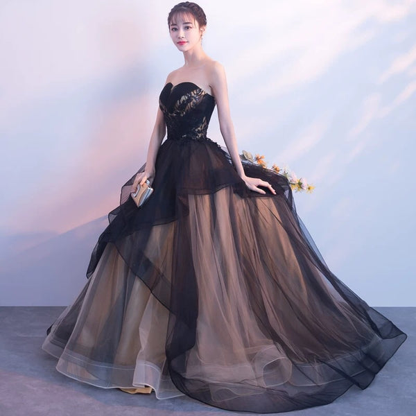 Off the shoulder black ball gown