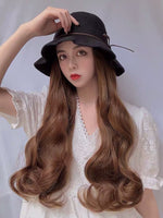 Knitting hat with wigs 50cm curly hair