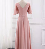 Floor length long pink chiffon bridesmaid dresses