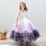Little girl's white and purple tulle dress