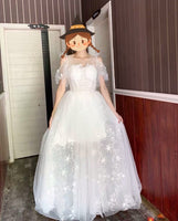 Modest embroidered wedding dress
