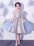 Short blue ball gown for little girl