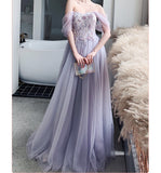 Light purple bridesmaid dresses embroidered