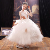 White embroidered ball gown for little girl