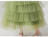 Green tulle dress for little girl long