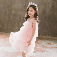 Sleeveless champagne pink black white dress for little girl