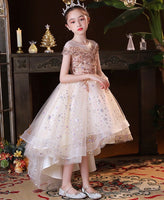 Sparkly champagne party wear dress for girl