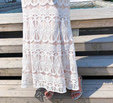 Halter lace beach dress hollow out floor length long