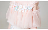 Pink flower girl dress floor length long