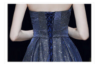 Sparkly blue prom dress off the shoulder