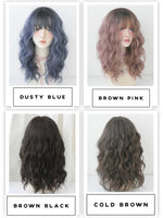 Dusty blue small curly long wig