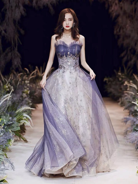 Off the shoulder sparkly lavender occasion dress