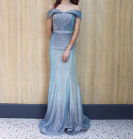 Sparkly starry blue evening gown