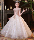 Sparkly champagne party wear dress for girl