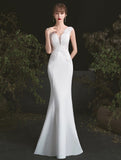 White mermaid wedding gown sleeveless