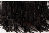 Spaghetti straps tassels black mermaid dress