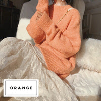 Oversized comfortable soft beige grey orange sweater