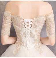 Middle sleeve off the shoulder wedding dress