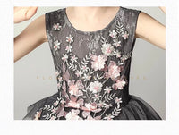 Black kid's gown tulle embroidered