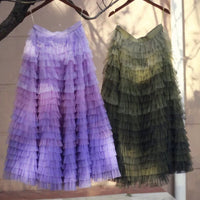 Big hemlines tulle tutu green skirt