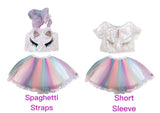 Sequin unicorn top and rainbow skirt unicorn suits