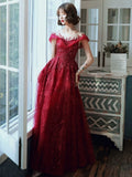 Embroidered red event dress