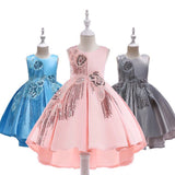 Little girl's high low satin prom dress