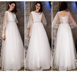 White middle sleeve sparkly gown