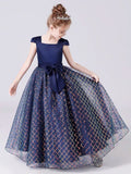 Blue plaid prom dress for little girl