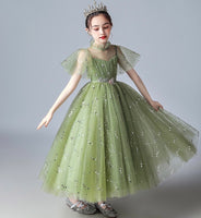 Sparkly green party wear dress for girl