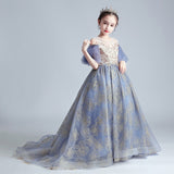 Sparkly sequin blue ball gown for little girl