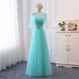 Floor length long mint green bridesmaid dresses