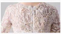 Half sleeve embroidered white flower girl dress