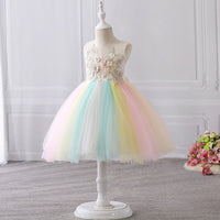 Rainbow flower girl dress short tulle