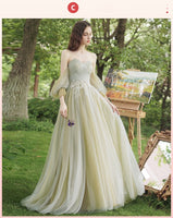 Grass green bridesmaid dresses long