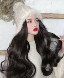 45cm 17 inches curly synthetic wigs with white hat