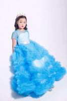 Kid's ball gown blue purple light pink long party dress