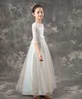 Sparkly white lace ball gown for little girl
