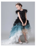 Cocktail prom dress black sequin tailed ball gown