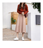 Calf length long knitted skirt