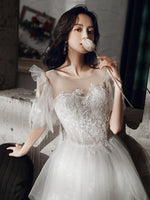 Modest embroidered wedding dress