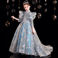 Sparkly lake blue ball gown for little girl