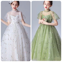 Sparkly green party wear dress for girl