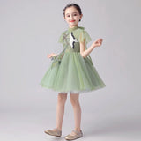 Short green flower girl dress
