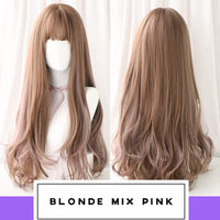67cm 26 inches long straight two color wig with bangs かつら